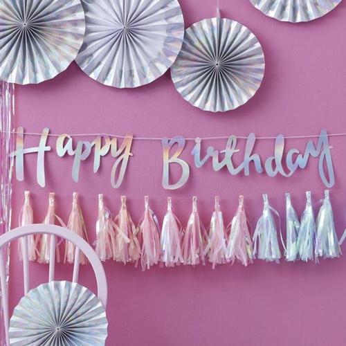 Iridescent Happy Birthday Banner - Cypress Sweets